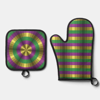 Ensemble De Gant De Cuisine Et De Manique Illusion de Mardi Gras
