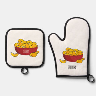 Ensemble De Gant De Cuisine Et De Manique Illustration de dessin animé de chips