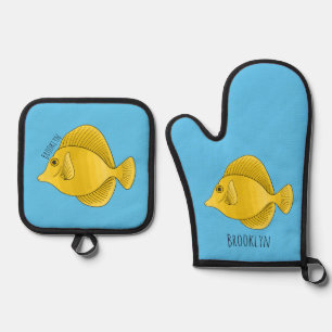 Ensemble De Gant De Cuisine Et De Manique Illustration du poisson-tang jaune