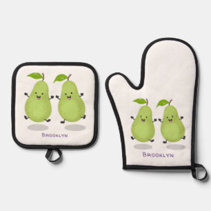 Ensemble De Gant De Cuisine Et De Manique Illustration d'une paire de poires mignonne