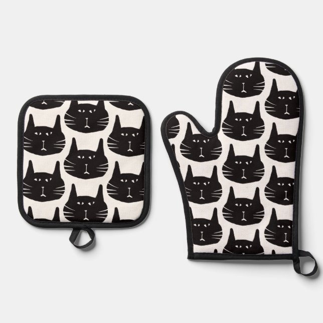 Ensemble De Gant De Cuisine Et De Manique Inexplicable cats (Recto)
