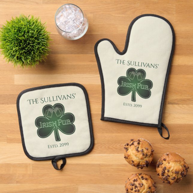 Ensemble De Gant De Cuisine Et De Manique Irish Pub (De haut en bas)