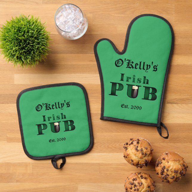 Ensemble De Gant De Cuisine Et De Manique Irish Pub Bar Taverne BBQ (De haut en bas)