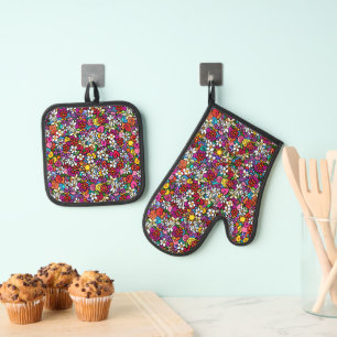 Ensemble De Gant De Cuisine Et De Manique Jardin joyeux