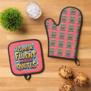 Ensemble De Gant De Cuisine Et De Manique Je Parle Citations De Film Fluent Retro Pop Art