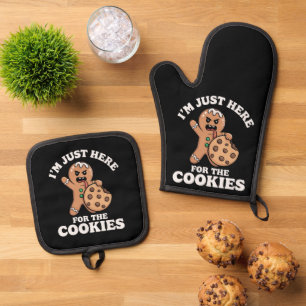Ensemble De Gant De Cuisine Et De Manique Je suis juste là pour les biscuits de Noël 