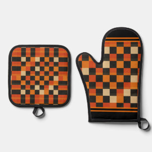 Ensemble De Gant De Cuisine Et De Manique Jeu Rétro Vérifier Four Mitt et Pot Pot Ensemble