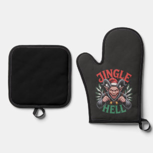 Ensemble De Gant De Cuisine Et De Manique Jingle Enfer Noël Krampus Evil Noël