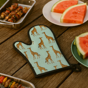 Ensemble De Gant De Cuisine Et De Manique La faune de Giraffe Safari