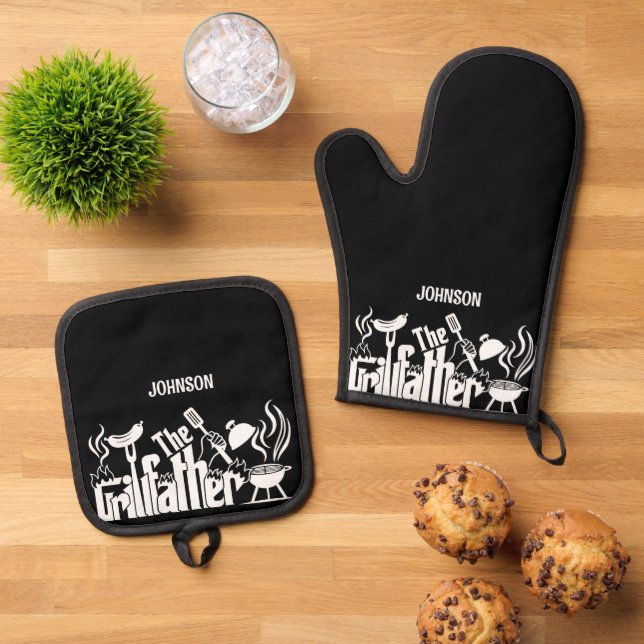 Ensemble De Gant De Cuisine Et De Manique Le Grillfather (De haut en bas)