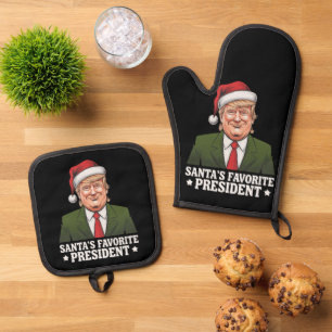 Ensemble De Gant De Cuisine Et De Manique Le président préféré du Père Noël drôle Trump Noël