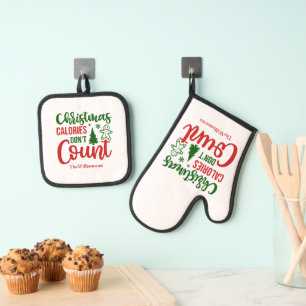 Ensemble De Gant De Cuisine Et De Manique Les calories de Noël amusantes ne comptent pas le 