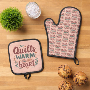 Ensemble De Gant De Cuisine Et De Manique "Les surfaces chaudes du coeur" Cottage douillet