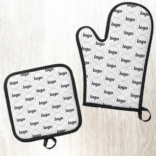 Ensemble De Gant De Cuisine Et De Manique Logo simple Motif promotionnel professionnel