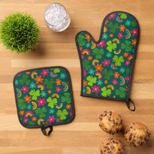 Ensemble De Gant De Cuisine Et De Manique Lucky St. Patrick's Day Patterned