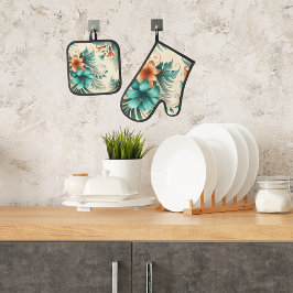 Ensemble De Gant De Cuisine Et De Manique Lumière tropicale