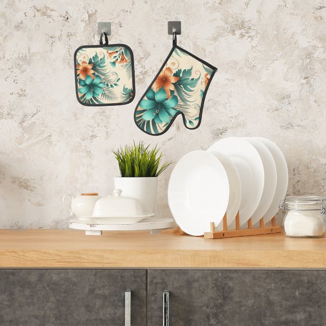 Ensemble De Gant De Cuisine Et De Manique Lumière tropicale (Créateur téléchargé)