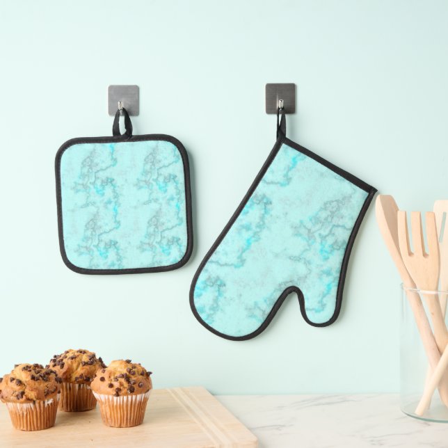 Ensemble De Gant De Cuisine Et De Manique Marbre bleu (In situ (suspendu))