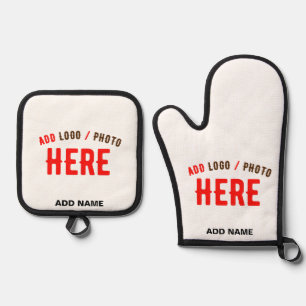 ENSEMBLE DE GANT DE CUISINE ET DE MANIQUE MARQUE BLANCHE MODERNE ET PERSONNALISABLE VÉRIFIÉE