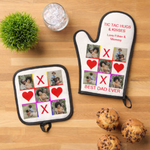 Ensemble De Gant De Cuisine Et De Manique Meilleur Papa Ever 5 Photo Tac Toe Hugs Baisers