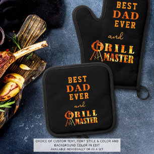 Ensemble De Gant De Cuisine Et De Manique Meilleur papa jamais et maître grill