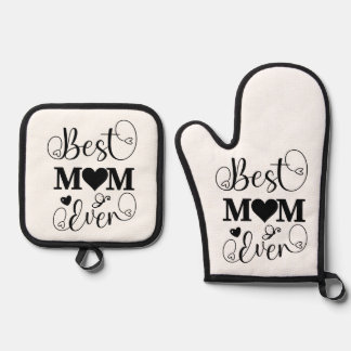 Ensemble De Gant De Cuisine Et De Manique Meilleure Maman Jamais Typographie Script Fête des