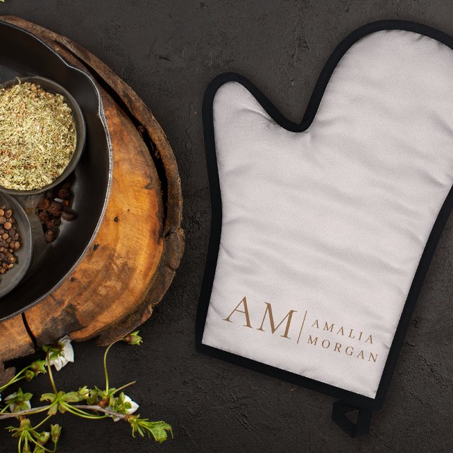 Ensemble De Gant De Cuisine Et De Manique Minimal Pastel Initial & Personnalisé (Créateur téléchargé)