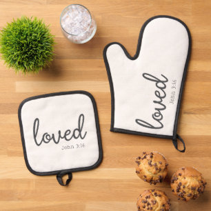 Ensemble De Gant De Cuisine Et De Manique Minimaliste Jean 3:16 amour