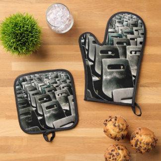 Ensemble De Gant De Cuisine Et De Manique Monochromatic Gray Chairs 