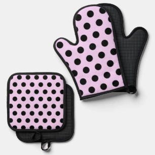 Ensemble De Gant De Cuisine Et De Manique Motif À petits pois rétro