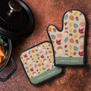 Ensemble De Gant De Cuisine Et De Manique Motif d'automne