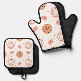 Ensemble De Gant De Cuisine Et De Manique Motif de caractères de dessert style les années 50