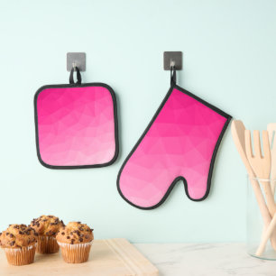 Ensemble De Gant De Cuisine Et De Manique Motif de maille géométrique à dégradé ombré rose c