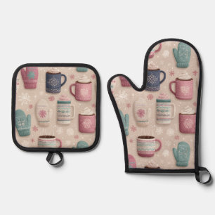 Ensemble De Gant De Cuisine Et De Manique Motif intime hiver sans couture avec Mittens
