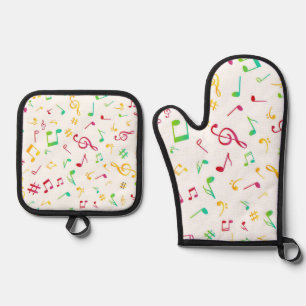 Ensemble De Gant De Cuisine Et De Manique Motif musical