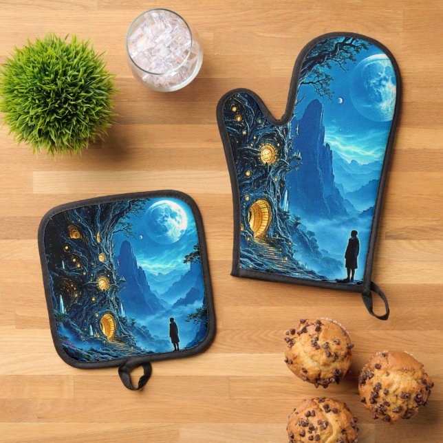 Ensemble De Gant De Cuisine Et De Manique Mystic Tree Home Dreamscape (De haut en bas)