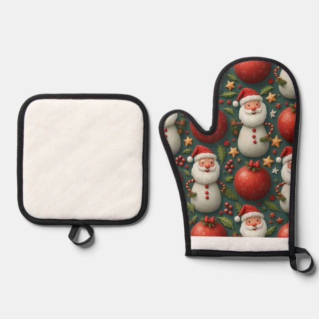 Ensemble De Gant De Cuisine Et De Manique Noël (Recto)
