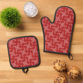 Ensemble De Gant De Cuisine Et De Manique Noël Rouge, Décor de Noël, Noël, Noël