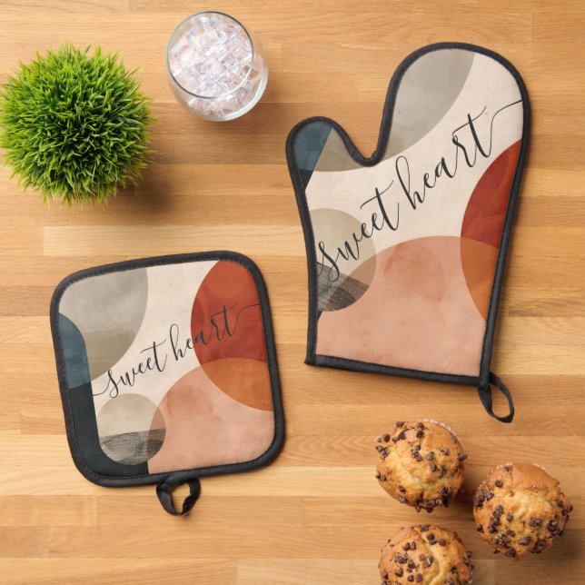 Ensemble De Gant De Cuisine Et De Manique Nom personnalisé Boho (De haut en bas)