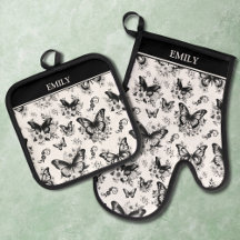 Nom personnalisé Motif de papillon noir blanc