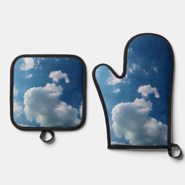Ensemble De Gant De Cuisine Et De Manique Nuages doux (Recto)