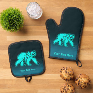 Ensemble De Gant De Cuisine Et De Manique Ours bleu Kodiak