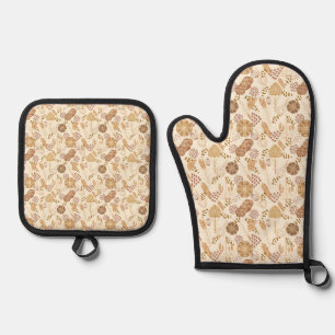 Ensemble De Gant De Cuisine Et De Manique Pain et orge d'art, beige