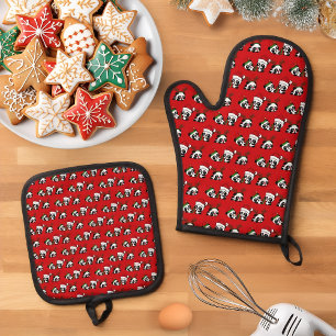 Ensemble De Gant De Cuisine Et De Manique Pandas de Noël Serviette de cuisine