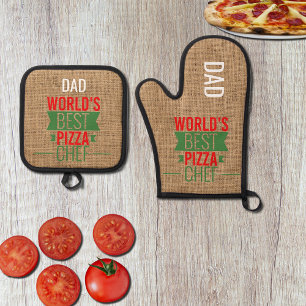 Ensemble De Gant De Cuisine Et De Manique Papa - Meilleur chef de pizza du monde no3