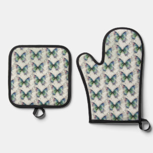 Ensemble De Gant De Cuisine Et De Manique Papillon