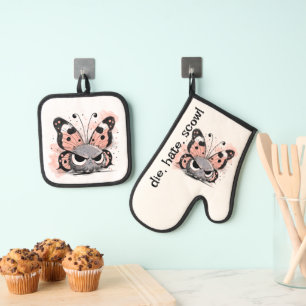 Ensemble De Gant De Cuisine Et De Manique Papillon grincheux