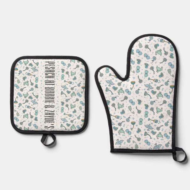 Ensemble De Gant De Cuisine Et De Manique Pâque Plutôt (Recto)