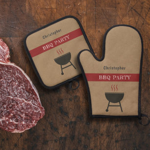 Ensemble De Gant De Cuisine Et De Manique Parti BBQ