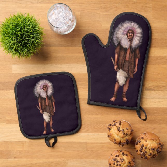 Ensemble De Gant De Cuisine Et De Manique Patrimoine amérindien (De haut en bas)